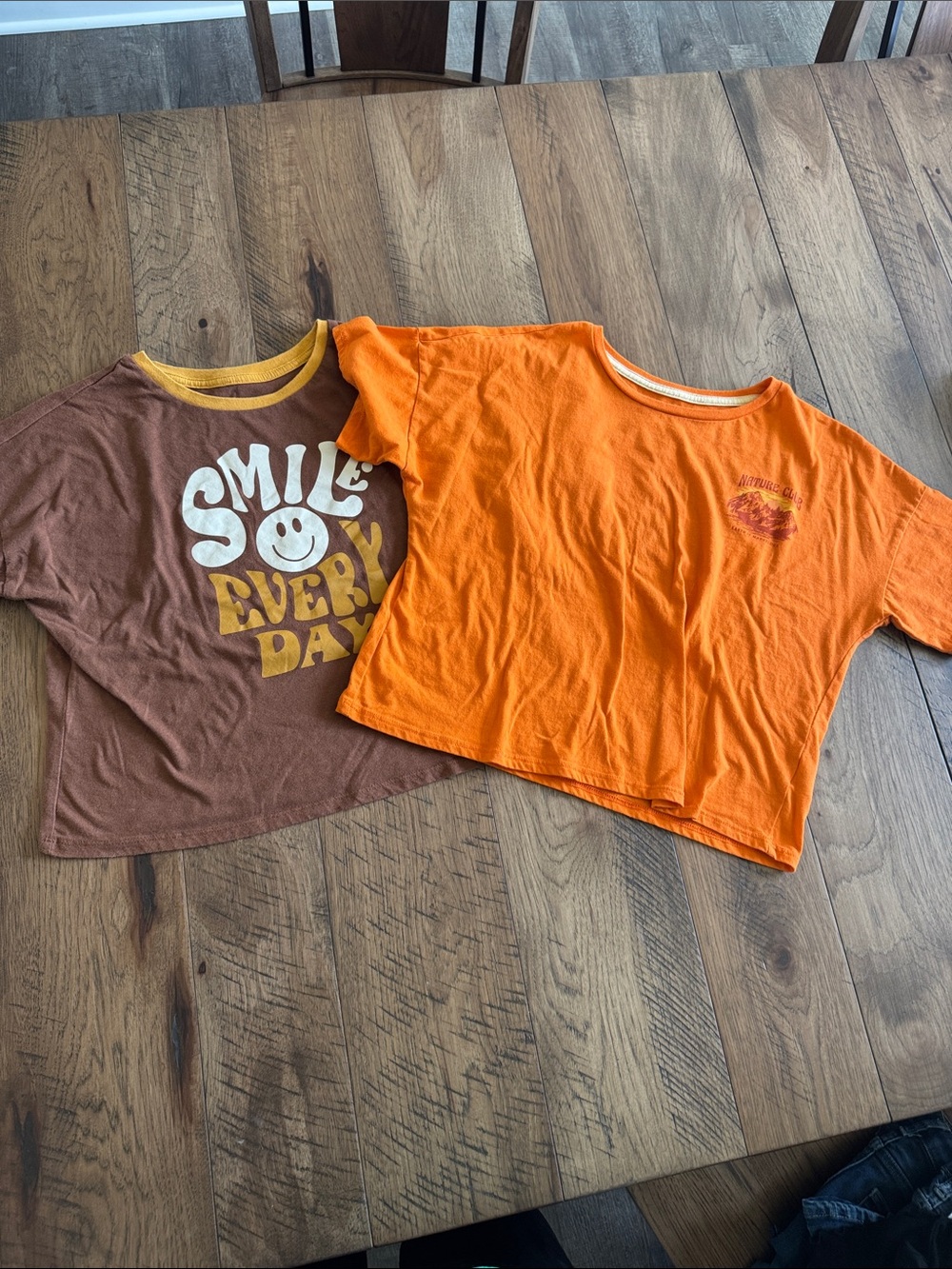 wonder nation Orange and Brown Graphic Cropped Tees